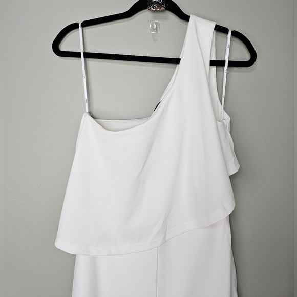 Lulus Flawless Vibes White One-Shoulder Tiered Wide-Leg Jumpsuit, Size Medium - Picture 8 of 10